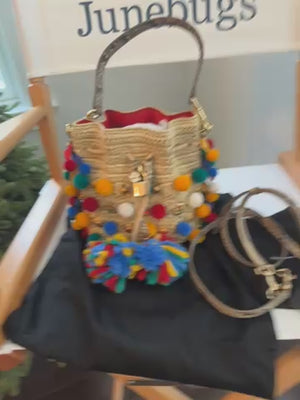 Dolce & Gabbana New Raffia Pompoms Python Bag