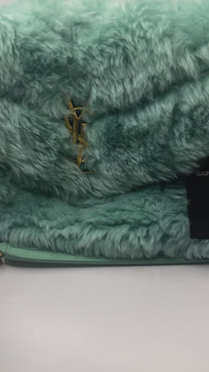 YSL Lou Lou Puffer Shearling Chain Crossbody/Shoulder bag Teal