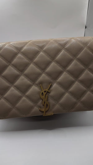 YSL Quilted Small Becky Bag dark beige
